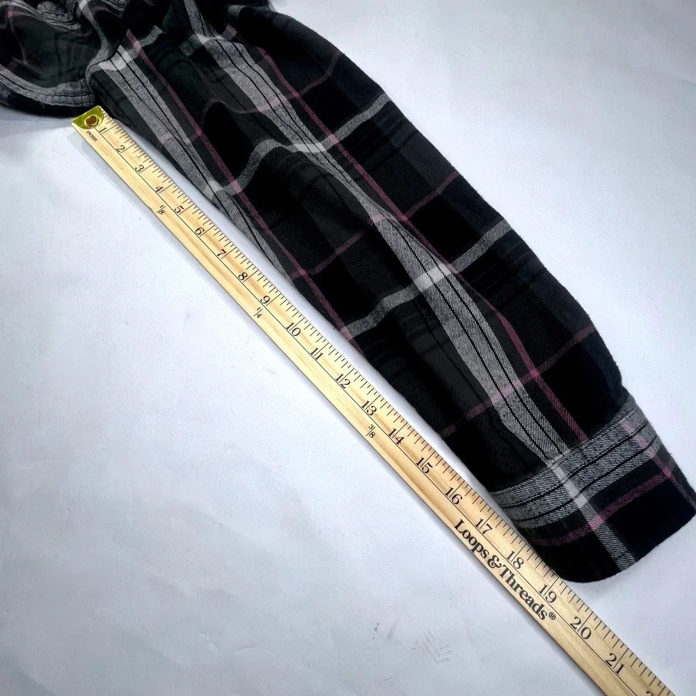 The North Face Arroyo Flannel Shirt Mens L Black‎ Grey Plaid Cotton Button Up